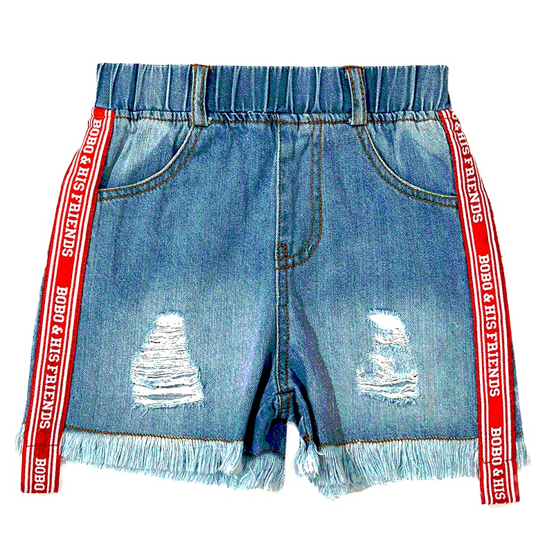 波司登童装夏季牛仔短裤潮流飘带牛仔短裤潮