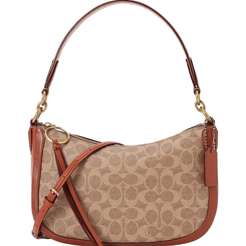 COACH 蔻驰 女包 月牙包斜挎包 单肩包 LOGO印花老花拼皮52577