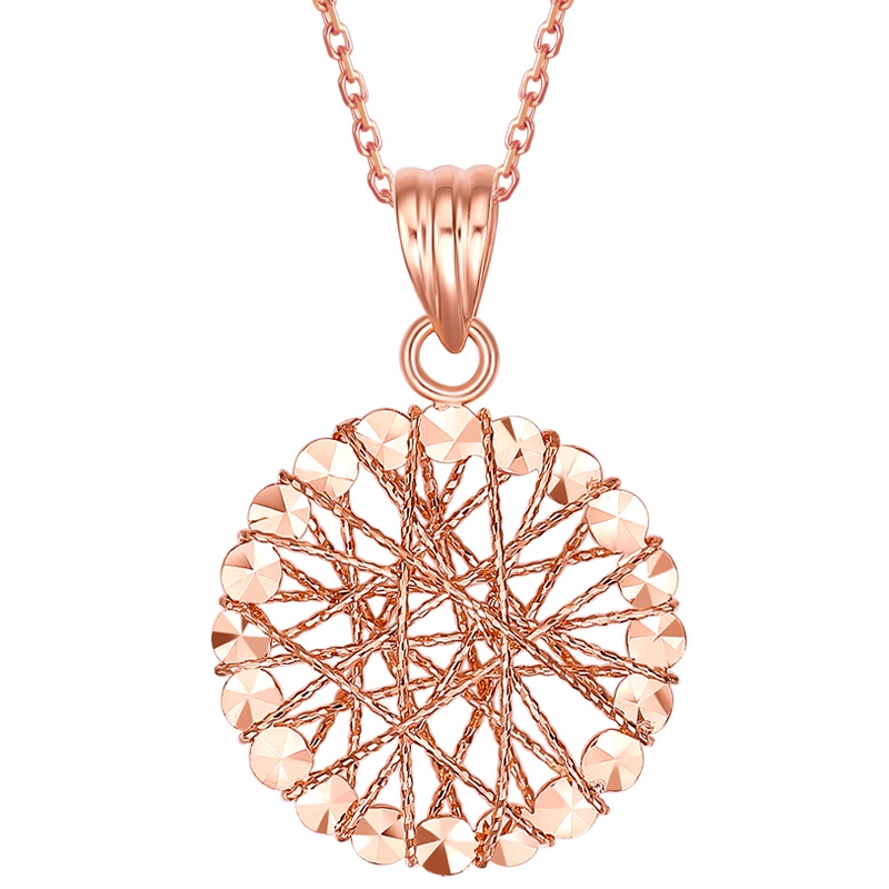 周六福(ZHOULIUFU) 珠宝18K金吊坠女士款 玫瑰金车花彩金单坠吊坠 多彩KI044621