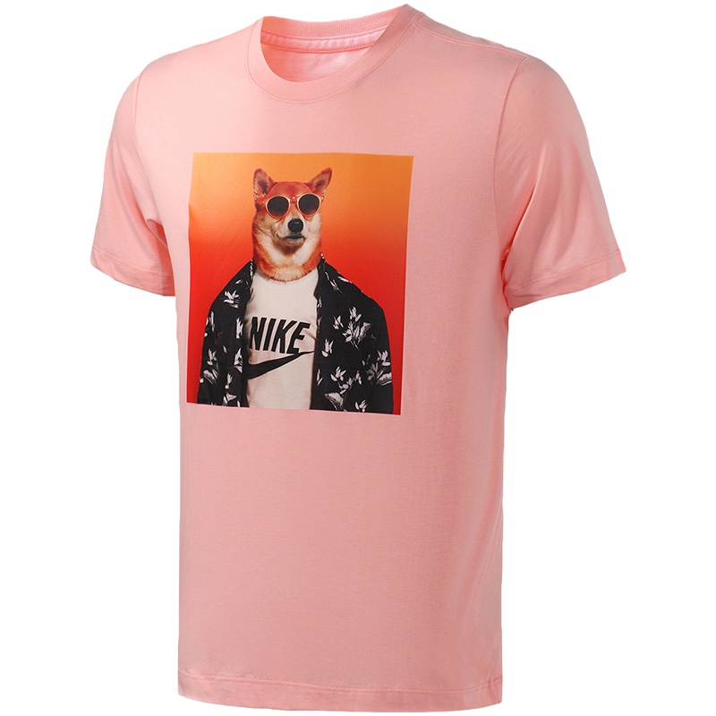 NIKE耐克男装短袖T恤时尚印花圆领透气针织运动服BQ0186-697