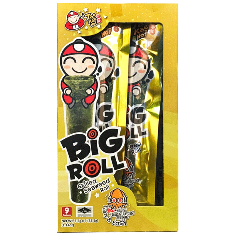 [鱿鱼味]小老板(TAO KAE NOI)老板仔海苔卷紫菜卷辣鱿鱼味 27g/盒 进口休闲零食 孕妇零食 泰国进口