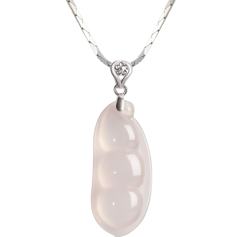 石头记925银项链玉髓福豆吊坠颈链女首饰礼品送女友送妈妈