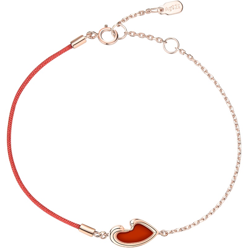 MyMiss925银镀玫瑰金天鹅手链女士人工合成玛瑙气质手饰情人节生日礼物送恋人 炽热的爱