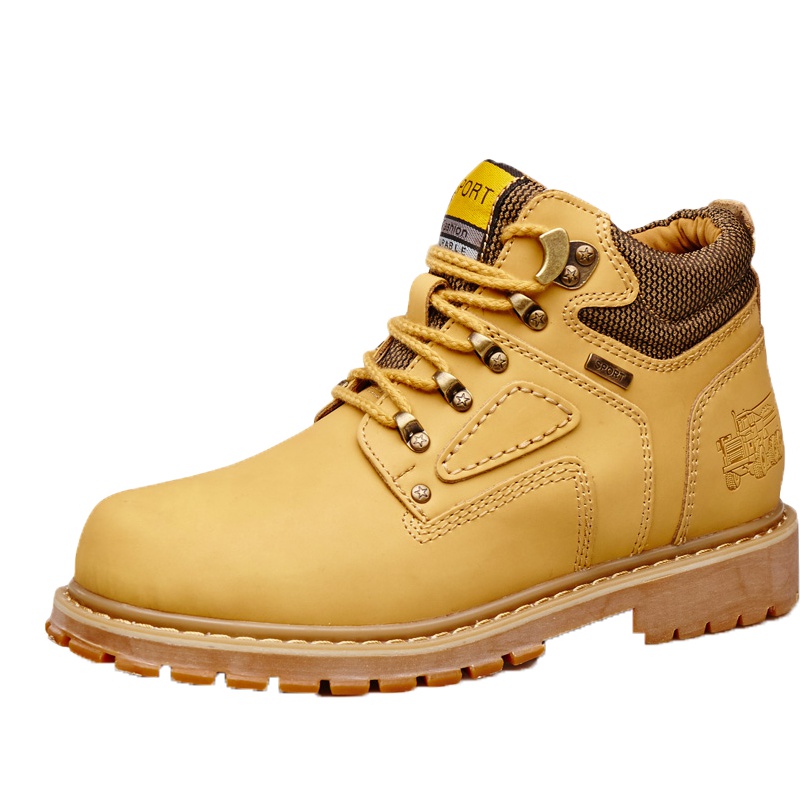 公牛世家(G.N.Shi Jia)冬季保暖短靴户外加绒休闲鞋大黄靴户外皮鞋潮男工装靴子GN757