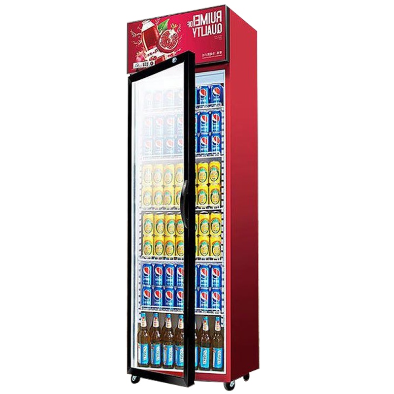 乐创(lecon)饮料柜展示柜冷藏柜立式冰柜商用冰箱饮品啤酒蔬菜水果保鲜冷柜鲜花柜陈列柜单门上机石榴红直冷400L