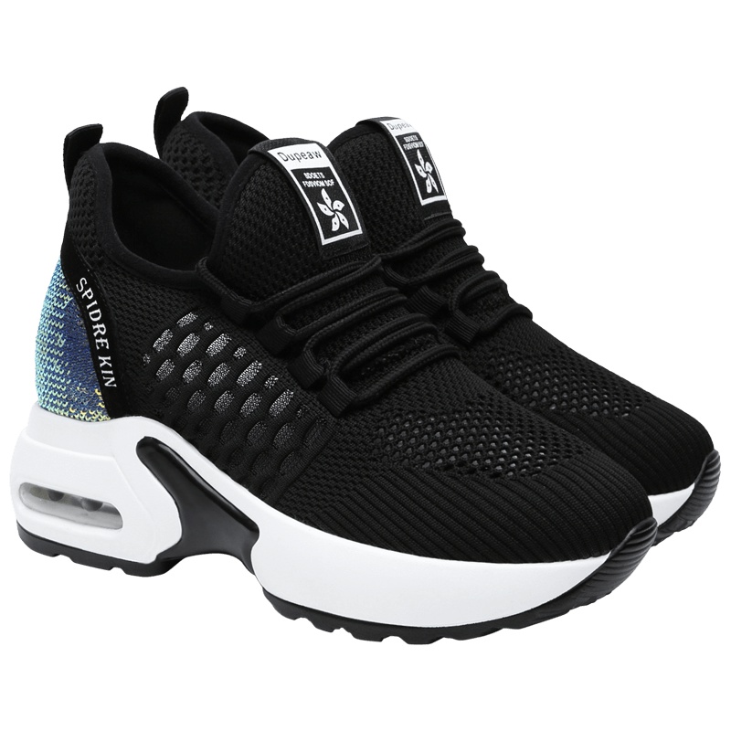 网孔透气拼接百搭厚底内增高跑步运动鞋休闲鞋女