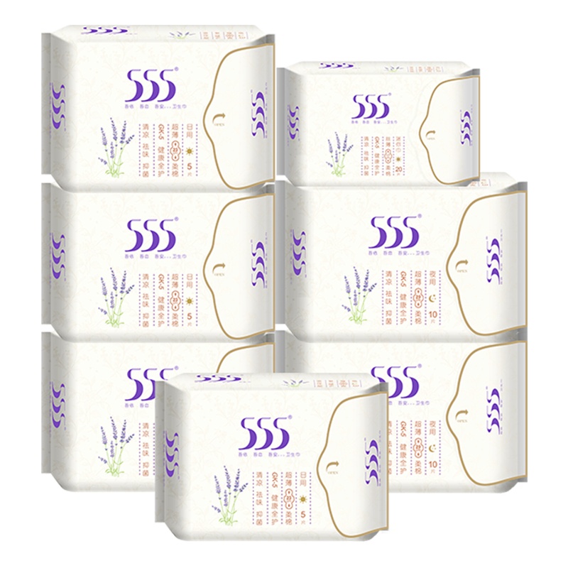 555妇科卫生巾女日夜组合装超薄姨妈巾护垫7包60片整箱