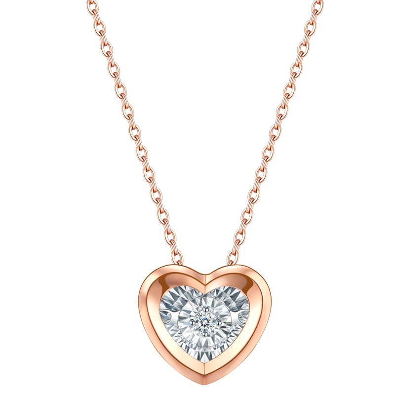 佐卡伊 怦然心动 18K金爱心钻石项链女灵动心形锁骨链浪漫礼物预定