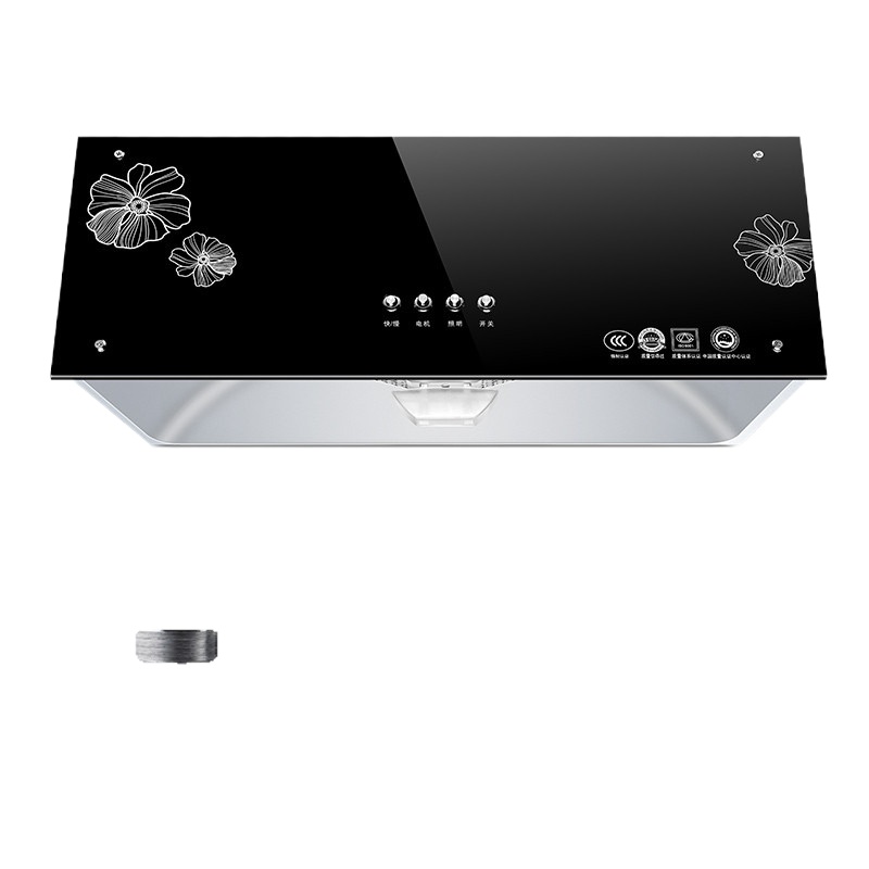 现代联合抽油烟机中式顶吸式吸力大脱排壁挂小型厨房家用吸油烟机 耐用全封闭铜线电机深腔锥网配2米烟管+包