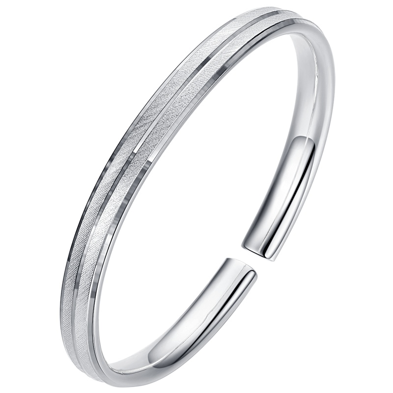 佰色传情(BRIR)S999纯银手镯女开口简约时尚镯子情人节礼物女朋友生日