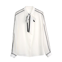 金菊重磅真丝短袖上衣女新款桑蚕丝衬衣前短后长时尚印花衬衫