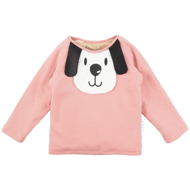 婴姿坊童装可爱圆领加绒加厚打底衫男童秋冬长袖保暖休闲T恤