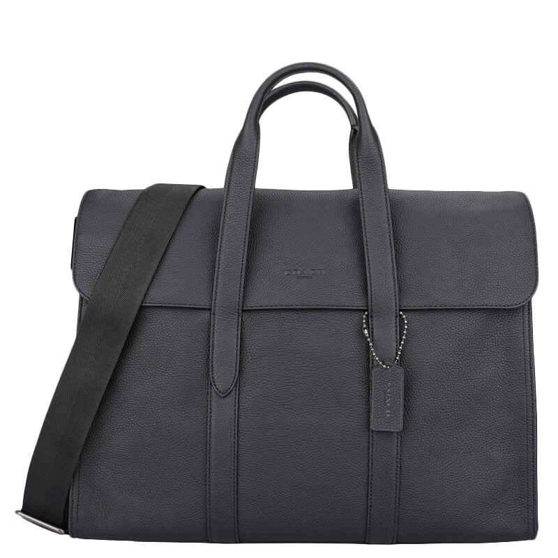 [直营]蔻驰(COACH) 新款男士皮革/涂层帆布配皮 包盖式商务公文包 电脑包 手提包 单肩包 男包