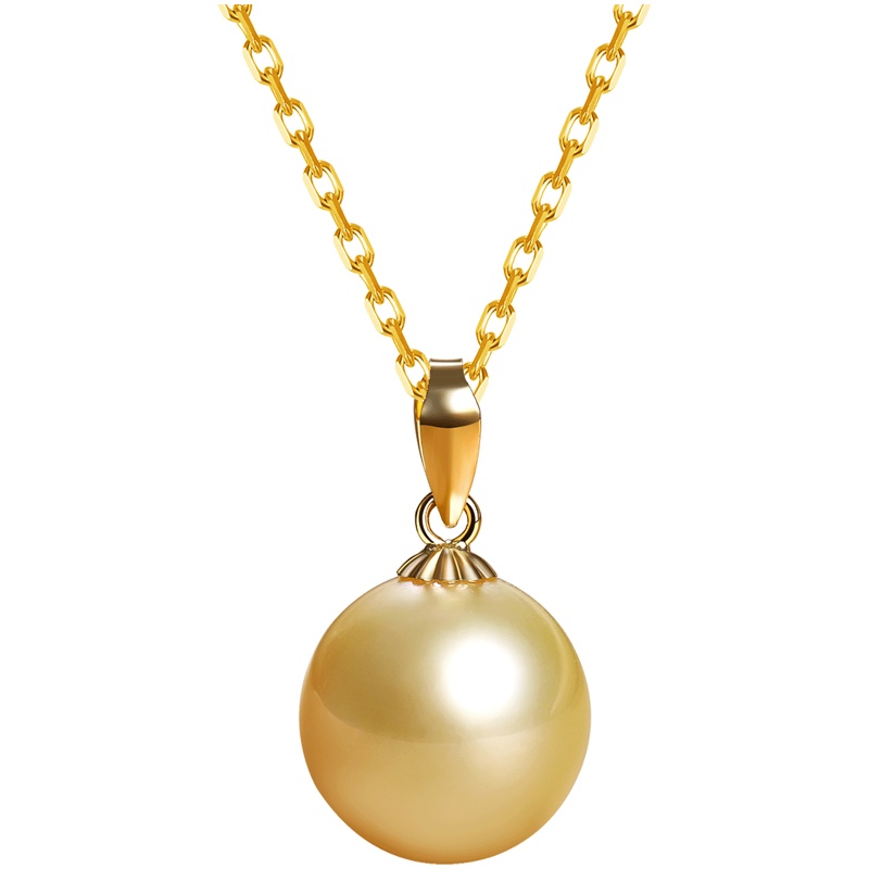 brir佰色传情10-11mm正圆强光海水南洋金珍珠吊坠18K金正品女