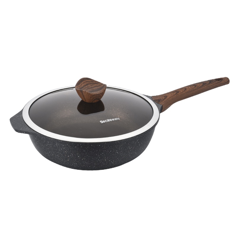 Secite新思特3210木与石系列不沾锅煎炒锅平底煎炒两用 32CM煎炒锅