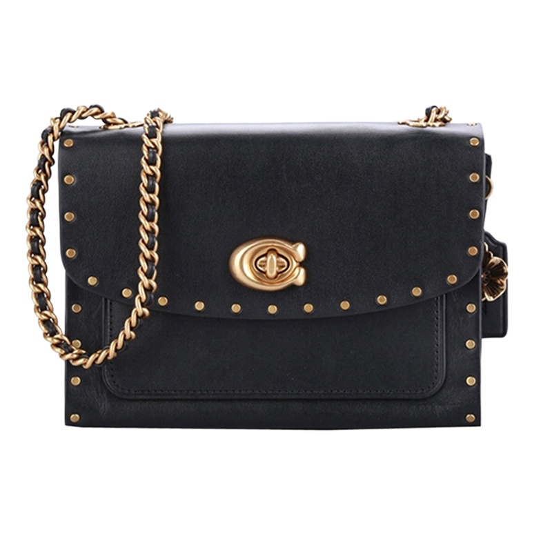 Coach 蔻驰 女士铆钉边饰黑色单肩包 29389B4BK