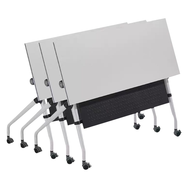质凡折叠培训桌组合长条办公桌椅双人带轮移动课桌侧翻双层培训会议桌
