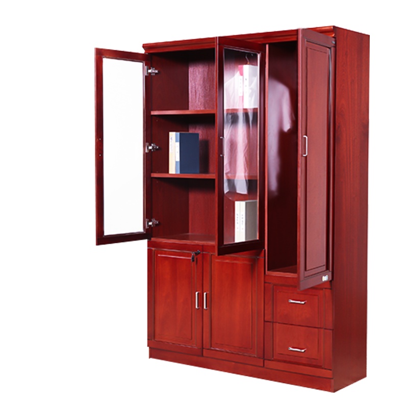 【红心家居】文件柜3门木质办公室书柜油漆实木贴皮资料柜