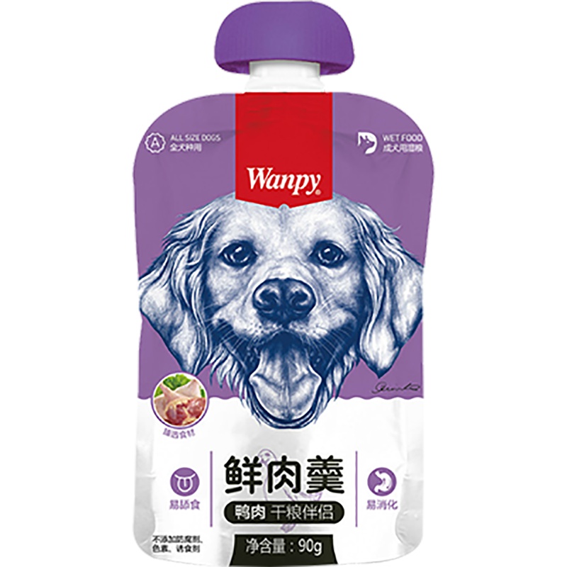 Wanpy顽皮狗湿粮犬用鲜肉羹鸡肉配方90g狗湿粮狗狗罐头零食拌饭