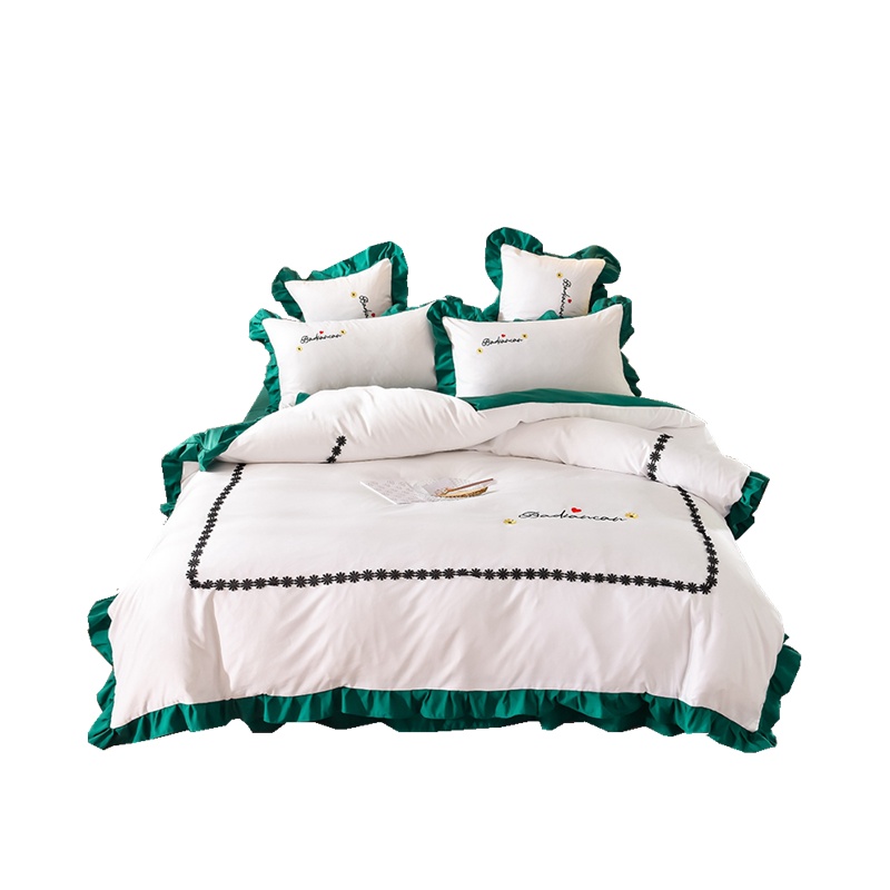 南极人(NanJiren)网红款臻丝棉床裙四件套公主风床单款花边被套少女心床罩床上用品