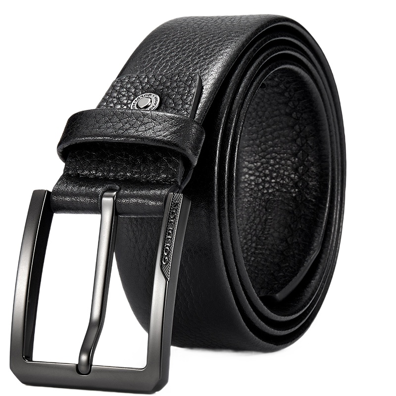 金利来（Goldlion)男式皮带针扣腰带 男款时尚简约裤带 商务皮带 黑色
