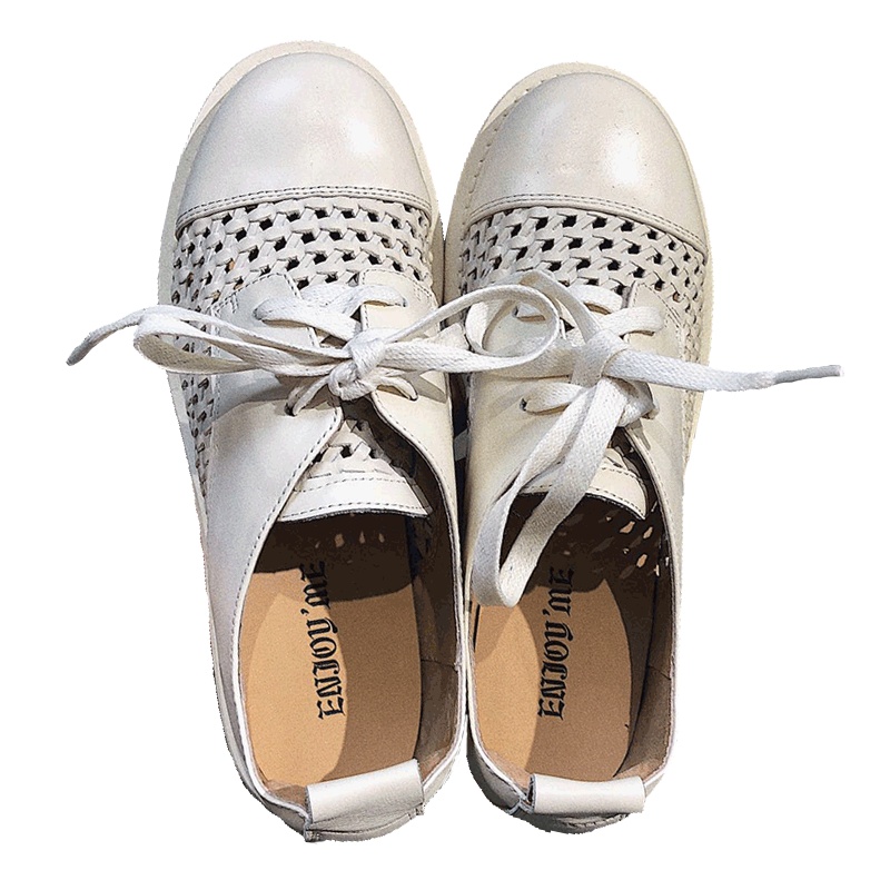 圆头编织绑带乐福鞋