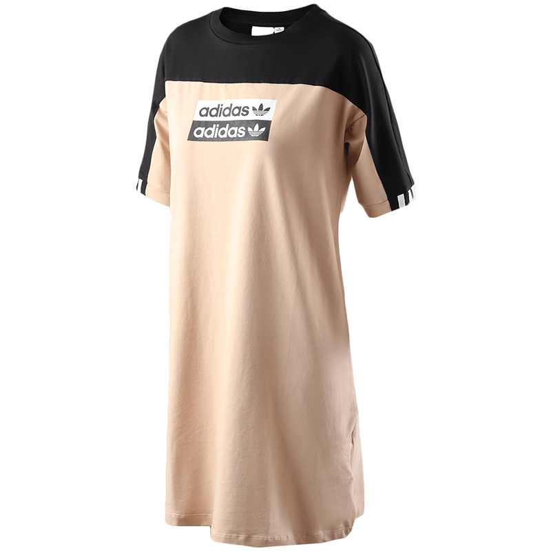 adidas阿迪达斯三叶草女装新款短袖长款休闲连衣裙EC0774