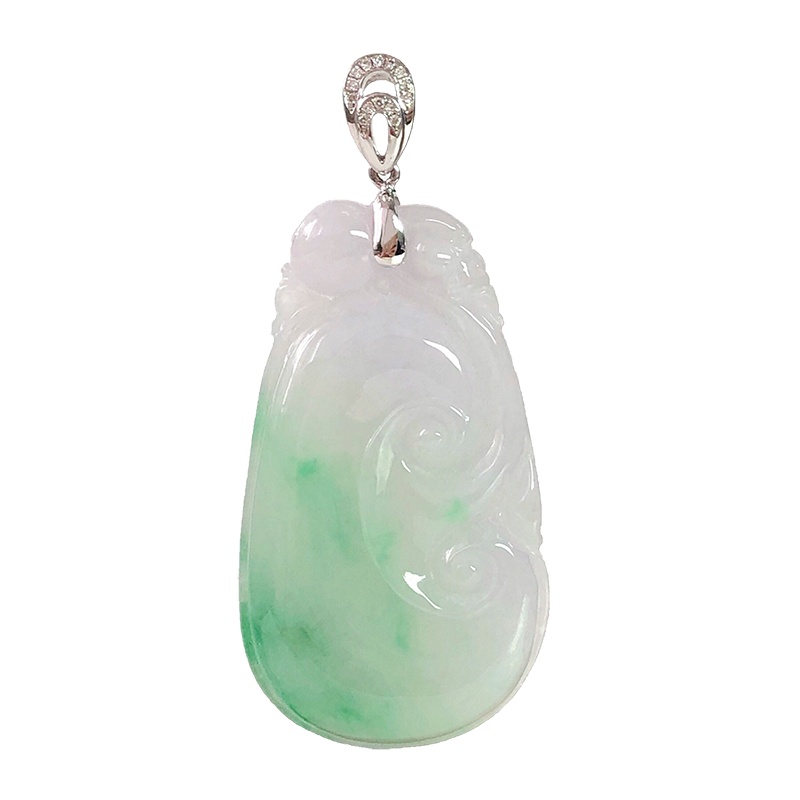 缘源珠宝 天然A货翡翠吊坠 糯种18K翡翠如意玉坠 男女款 附送证书 不含链