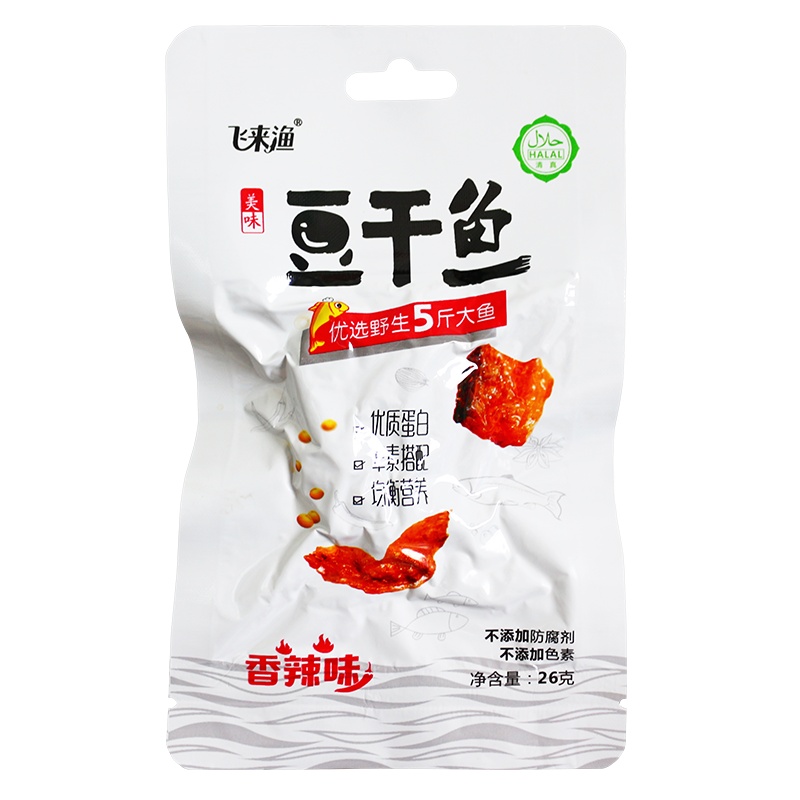 香辣豆干鱼肉块河南特产麻辣休闲零食香辣大鱼块鱼干小吃下饭菜26g*袋