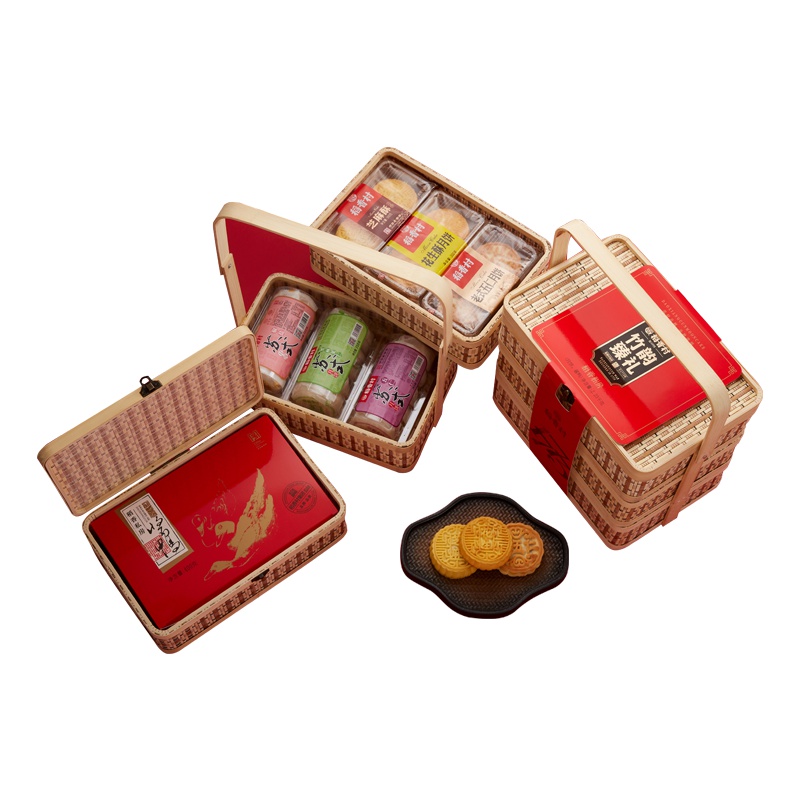 稻香村月饼竹篮礼盒竹韵臻礼2230g中秋月饼6味27饼五仁椒盐黑麻果仁芝麻酥花生酥含酱鸭中秋月饼零食糕点礼盒