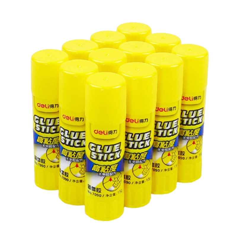 得力(deli)7090无甲醛固体胶胶棒手工课儿童办公强力固体胶棒 12支装