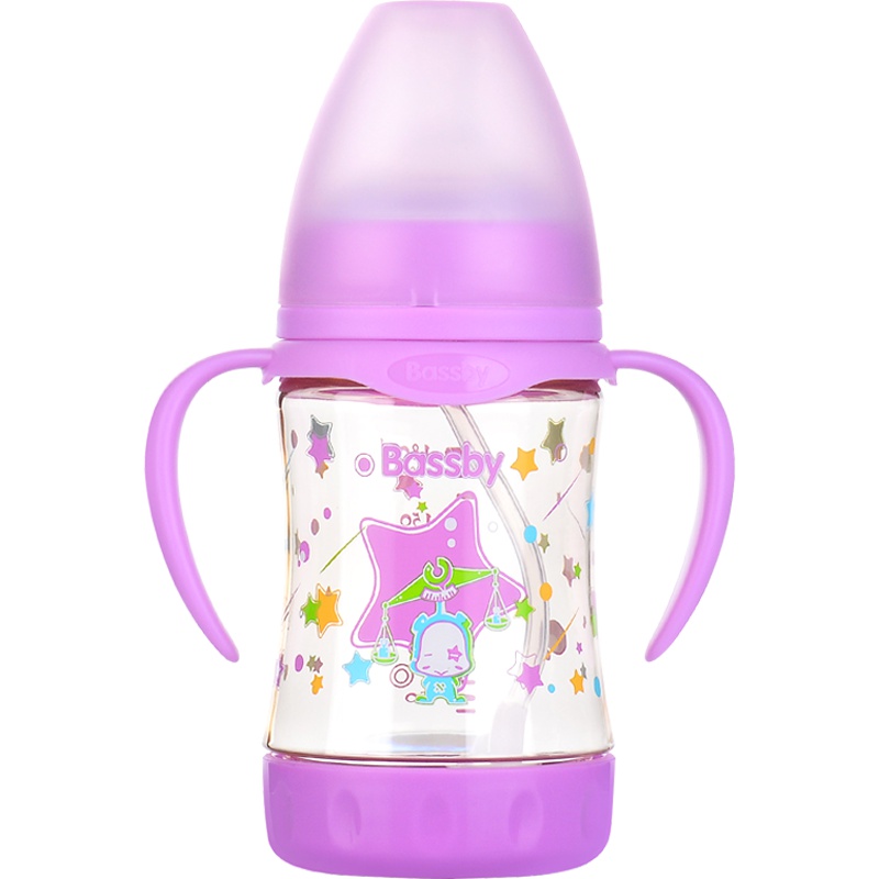 荷兰Bassby贝斯比宽口弧形PPSU防胀自动奶瓶硅胶奶嘴畅吸300mll粉蓝