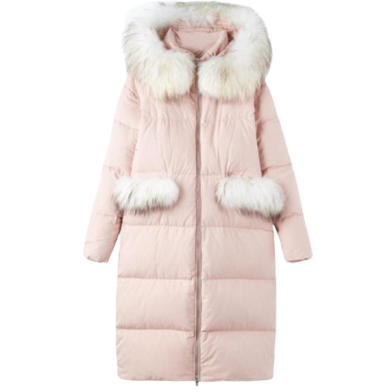 7M莫丽菲尔韩版潮时尚休闲宽松显瘦中长款大毛领羽绒服女70010875