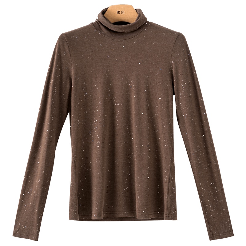 晚白2020冬季新品简约时尚高领长袖修身显瘦通勤内搭打底衫T恤女