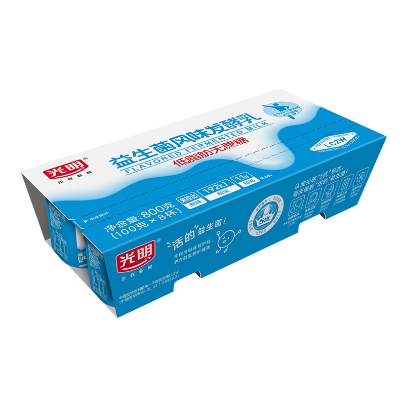 光明益生菌风味发酵乳低脂无蔗糖100g*8