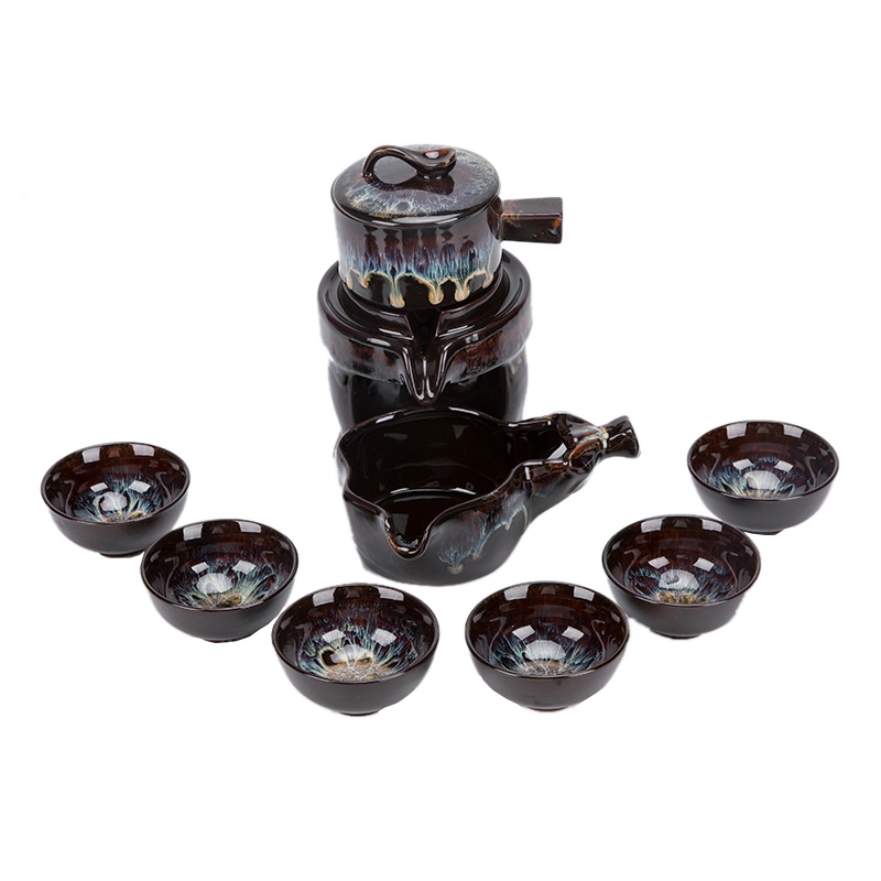 唐宏坊 茶具套装半全自动家用陶瓷懒人茶具石磨茶壶茶杯礼品套装功夫茶具