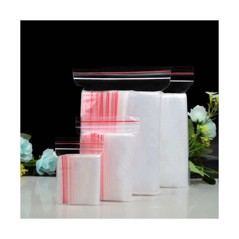 加厚自封袋透明小号塑封口袋子PE大号密封袋塑料食品包装袋收纳袋 17*25(100个/包)