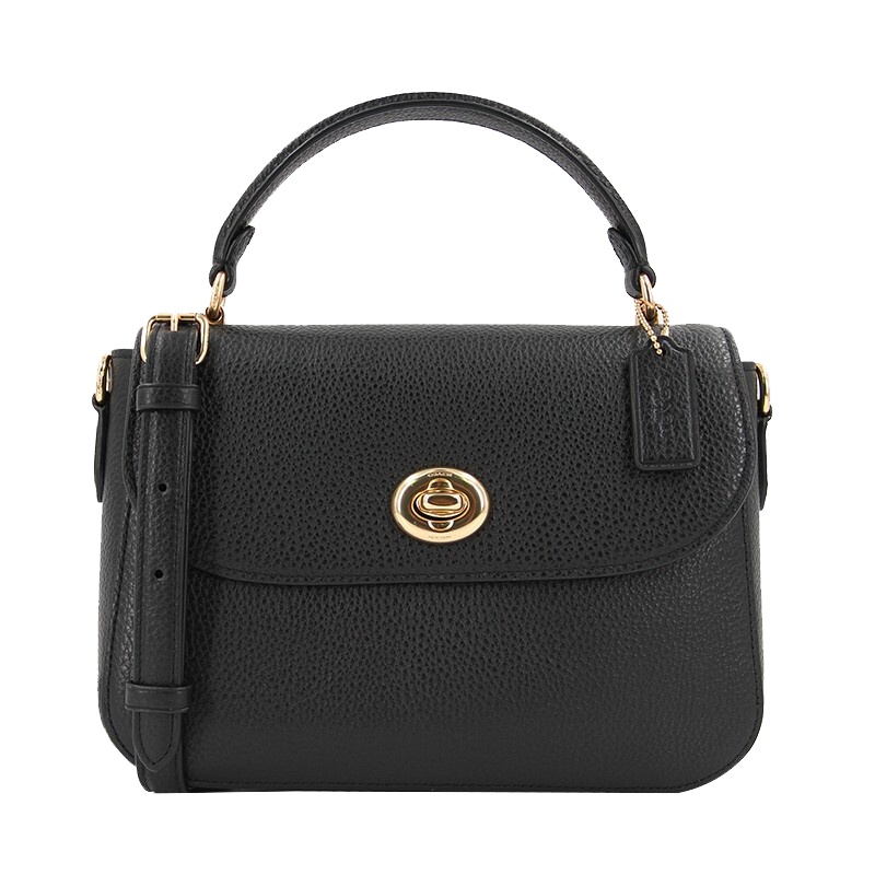 蔻驰 COACH 品 女士新款中号黑色皮质手提单肩斜挎包 C1557 IMBLK礼物