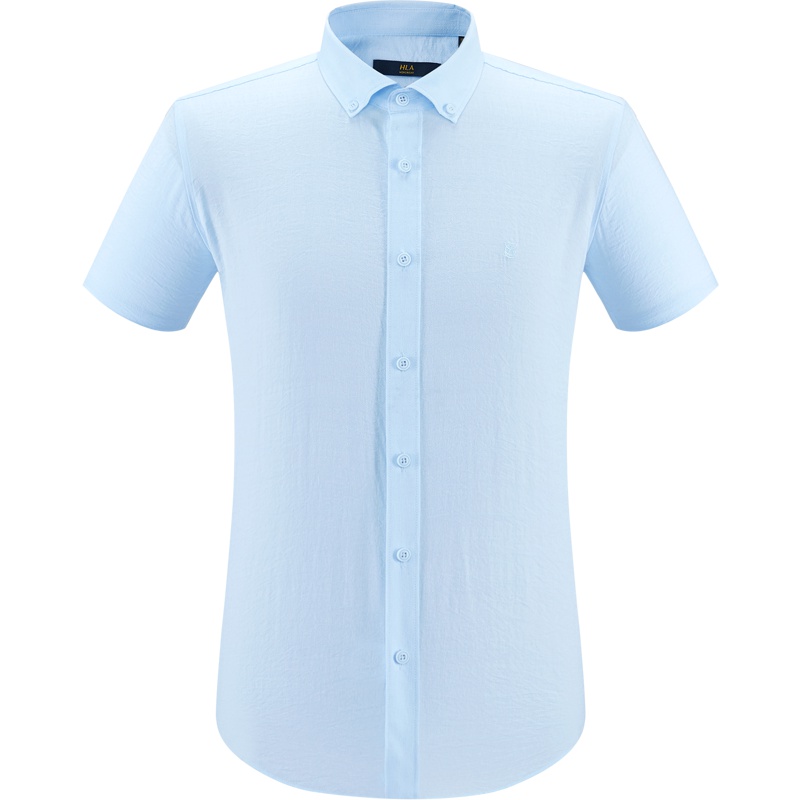 HLA海澜之家透气清新休闲衬衫2019夏季舒适短袖衬衫男HNECJ2R065A