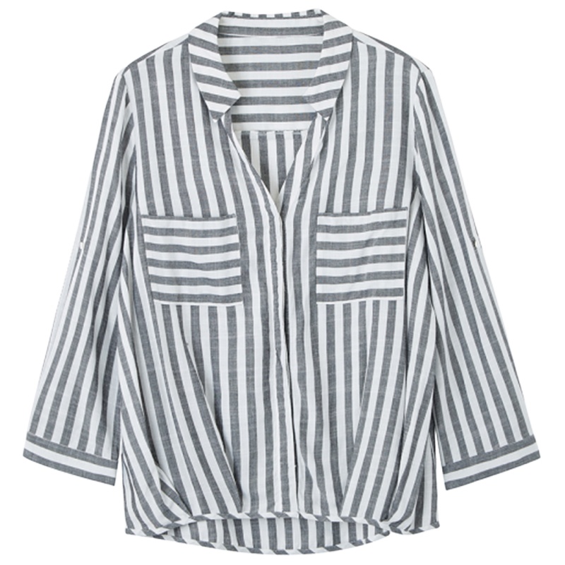 【专柜同款】上新拉夏贝尔candie’s秋冬新韩版宽松职业百搭显瘦条纹衬衫女30083095_247