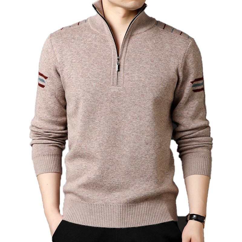免费试穿100%羊绒毛衣男士羊毛衣拉链领春秋休闲打底纯山羊绒衫品牌毛衣男商务休闲大码毛线衣正品