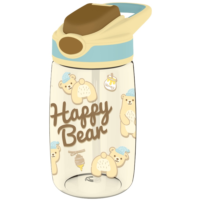 乐扣乐扣(Lock&Lock) 吸管水杯儿童卡通可爱Tritan便携带刻度塑料杯幼儿园小学生男女400ml ABF655