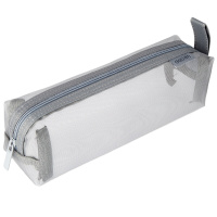 得力(deli)大容量方型笔袋/尼龙网纱包袋/手提铅笔收纳袋 格调灰66747