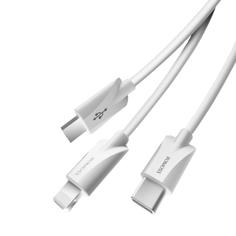 ROMOSS/罗马仕充电线CB25V苹果安卓type-c充电线一拖三通2A快充手机通用