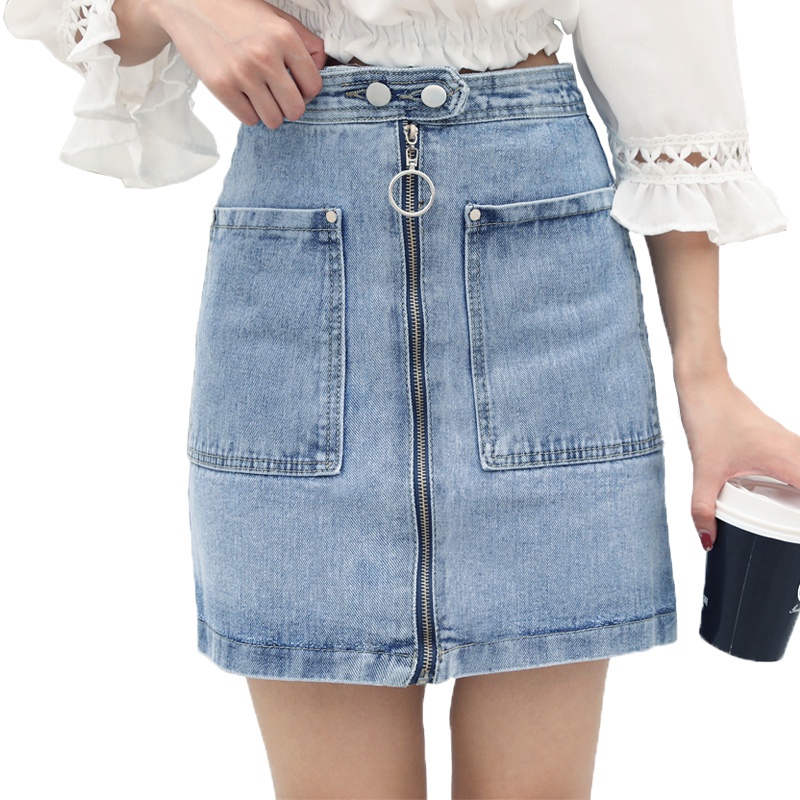 天淳尔夏款 高腰拉链大口袋牛仔短裙SGG-505