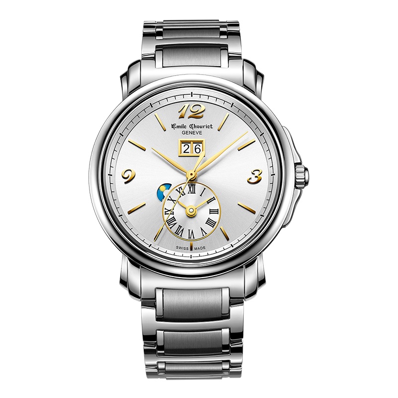 艾米龙（Emile Chouriet）手表莱蒙系列 精钢表带机械男表15.1168.G42.6.8.28.6