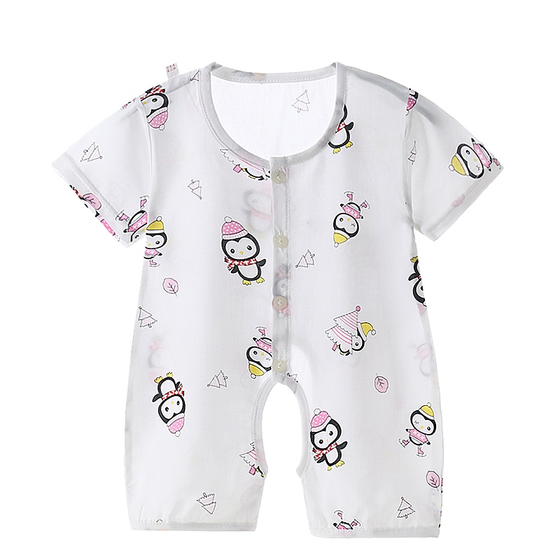 Lakooer2019新款儿童夏季纯棉空调服连体哈衣薄宝宝绵绸睡衣婴儿爬服居家服棉绸