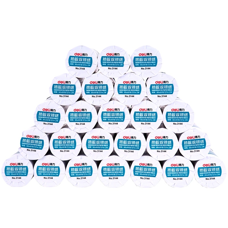得力 3144热敏打印纸80mm*60mm 27米/卷 50卷/箱