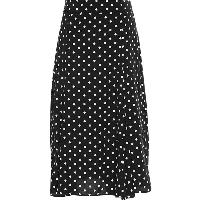 欧昵雪圆点修身显瘦中长款高腰波点鱼尾半身裙女包臀