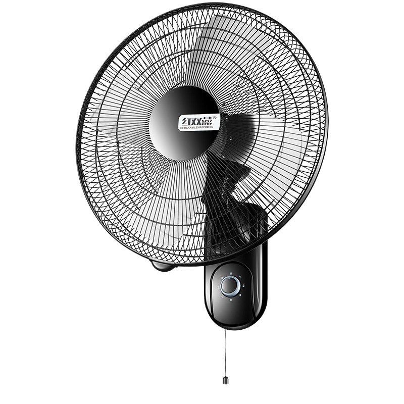 企购优品红双喜 壁扇挂壁式电风扇静音遥控台式工业摇头电扇办公室车间寝室 黑色18英寸机械款(含安装+排线+插座)